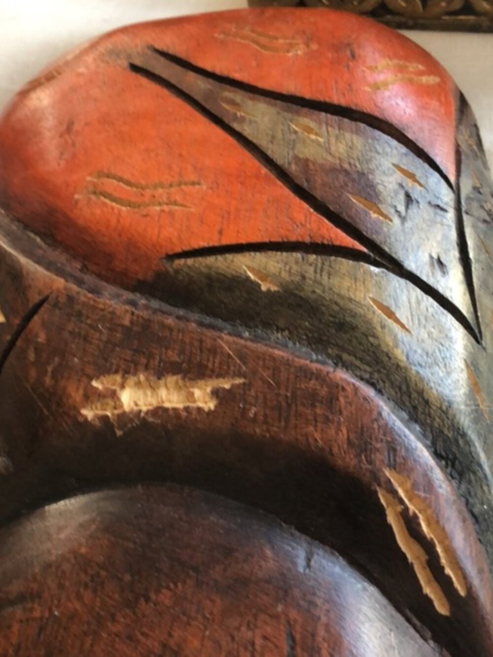 African Mask wood hand carving Vintage - Picture 4 of 4